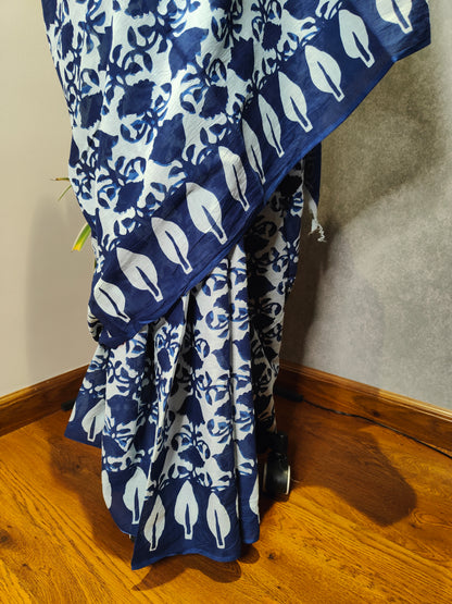 Blue leaf saree