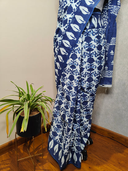 Blue leaf saree