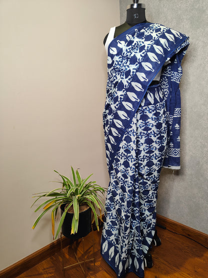 Blue leaf saree