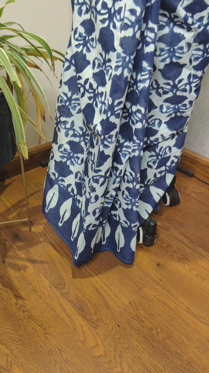 Blue leaf saree